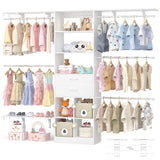 Closet Organizer System - 8FT Kids' Closet System with Cube Storage Organizer and 5 Hanging Rods