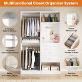 Unikito 2-in-1 50'' Closet System, Freestanding Closet Organizer with Hanging Rods and Drawers, Adjustable Clothes Garment Rack with Mirror, Sturdy Walk in Closet Tower for Bedroom, Mudroom, Entryway