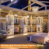 8FT Heavy Duty Closet Organizer System, Walk In Closet System with 13 Shelves and 2 Wood Drawers