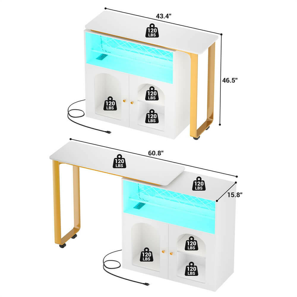 Unikito Rotating Wine Bar Cabinet, Tall Home Bar with LED Lights & Power Outlets, Liquor Bar Cabinet with Wine Rack & Glass Holder, Corner Bar Cabinet with Storage & Doors, Home, Dining Room