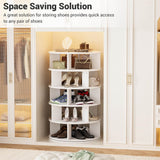 5-Tier Rotating Shoe Rack, Wooden Shoe Organizer Tower, 360 Spinning, for Entryway, Garage, Bedroom