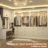 2FT  Freestanding Closet System with 3 Wood Drawers, Closet Organizer with Hanging Rod & Shelves, 24"L x 15" W x 80" H