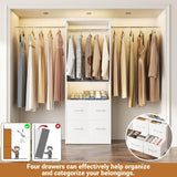 96 Inch Walk-in Closet Organizer System with 4 Fabric Drawers and 3 Hanging Rods, 1000 lbs Capacity