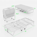 Folding Bed with Mattress for Adults, 75‘’ x 31‘’, with Adjustable Backrest