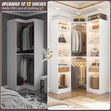 40 Inch L Shaped Corner Closet System, with 12 Shelves, 2 Hanging Rods, 6-Tier Design