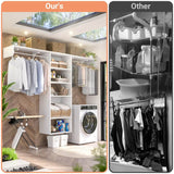 8FT Over Washer and Dryer Storage Shelf, Wall Mounted Laundry Room Organizer with Hanging Rods