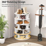 5-Tier Rotating Shoe Rack, Wooden Shoe Organizer Tower, 360 Spinning, for Entryway, Garage, Bedroom