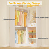 Corner Closet System, 36'' x 36'' Inch Large Freestanding Closet Organizer Tower with 2 Hanging Rods and Shelves