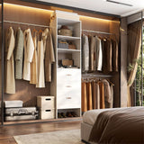 96 inch Closet Organizer System with 3 Wood Drawers and 3 Hanging Rods, Freestanding, and Adjustable