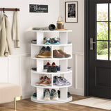 5-Tier Rotating Shoe Rack, Wooden Shoe Organizer Tower, 360 Spinning, for Entryway, Garage, Bedroom