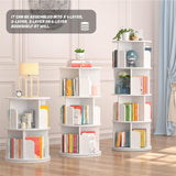 Unikito Rotating Bookshelf, Small Corner Bookshelf for Small Space, 360 Display 4 Tier Floor Standing Bookcase Storage Rack, Wood Narrow Book Shelf Organizer for Bedroom, Living Room