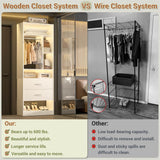 24 Inch Freestanding Closet System with 2 Wood Drawers, 2FT Small Closet Organizer System with Hanging Rod & Shelves, 24" L x 15" W x 80" H