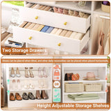 5FT Closet System with 2 Wood Drawers, 2 Hanging Rods & Shelf Towers, Reversible, Wall-Mount