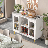 Unikito Wine Bar Cabinet with Power Outlet, Liquor Cabinet Bar with LED Light and Glass Holder, Home Coffee Bar Cabinet, Buffet Sideboard with Storage Shelf for Kitchen, Dining Room