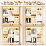 Unikito 75” Closet System with Drawers, Freestanding Closet Organizer with Hanging Rods and Shelves, Adjustable Clothes Garment Rack with Shoe Rack, Sturdy Walk-in Closet Set for Bedroom, Mudroom, Entryway