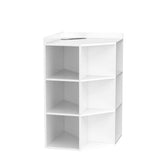 3-Tier Wooden Corner Storage Cabinet Bookshelf with Power Outlets and 9 Cubes