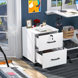 Unikito Rolling End Table, Sturdy Side Table with Cabinet and Cushion, File Cabinet End Side Table with Wheel for Home Office, Sofa Side