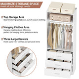 2FT  Freestanding Closet System with 3 Wood Drawers, Closet Organizer with Hanging Rod & Shelves, 24"L x 15" W x 80" H