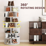 Unikito Rotating Shoe Rack Tower, 7-Tier Spinning Shoe Rack 360 Revolving Shoe Rack Organizer for Closet, Display Round Storage Carousel Shoes Closet Organization