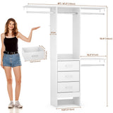 4FT Small Closet System with 3 Fabric Drawers, and 3 Adjustable Shelves