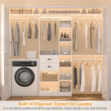 8FT Heavy Duty Closet Organizer System, Walk In Closet System with 13 Shelves and 2 Wood Drawers