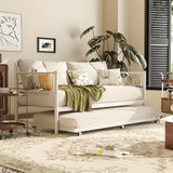 Twin Daybed with Trundle and Headboard, Sofa Bed(Mattress Not Included), 660 LBS Load Weight