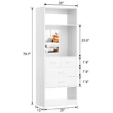 Unikito Closet System with Drawers, Freestanding Closet Organizer with Storage Shelves and Mirror, Sturdy Walk in Closet Tower for Bedroom, Mudroom and Entryway, 25" W x 16" D x 80" H