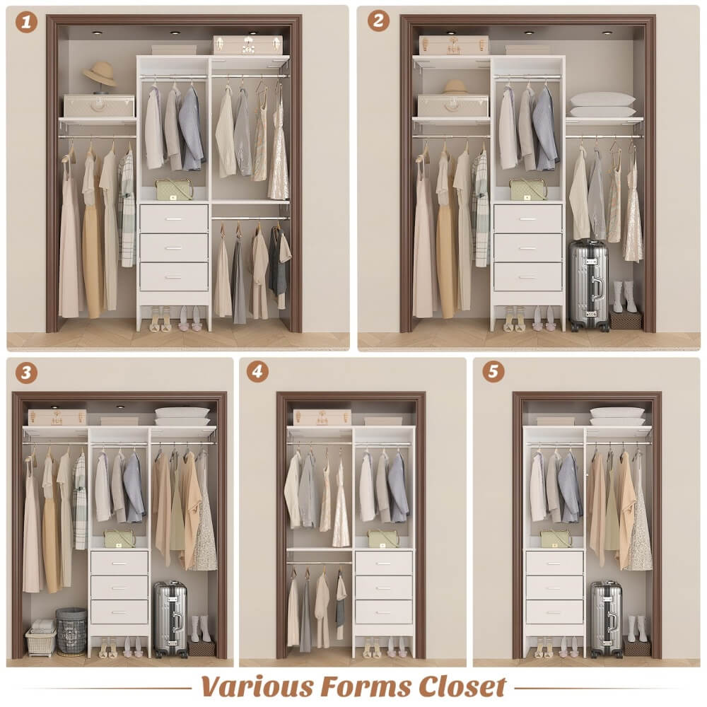 4FT Small Closet System with 3 Fabric Drawers, and 3 Adjustable Shelves