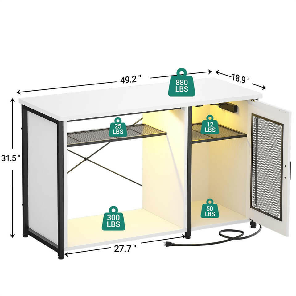 Unikito 55-75 Gallon Aquarium Stand with Power Outlets & LED Light, Reversible Fish Tank Stand with Cabinet for Fish Tank Accessories Storage, Heavy Duty Metal Frame, 880LBS Capacity