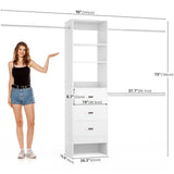 96 inch Closet Organizer System with 3 Wood Drawers and 3 Hanging Rods, Freestanding, and Adjustable