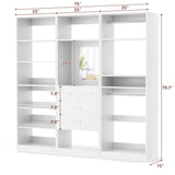 Unikito 75” Closet System with Drawers, Freestanding Closet Organizer with Hanging Rods and Shelves, Adjustable Clothes Garment Rack with Shoe Rack, Sturdy Walk-in Closet Set for Bedroom, Mudroom, Entryway