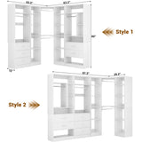 3-In-1 Freestanding Closet System, Closet Organizer with 5 Wood Drawers, 4 Hanging Rods, Reversible, 63.2"L x 63.2"W x 80"H, Load 2000+LBS