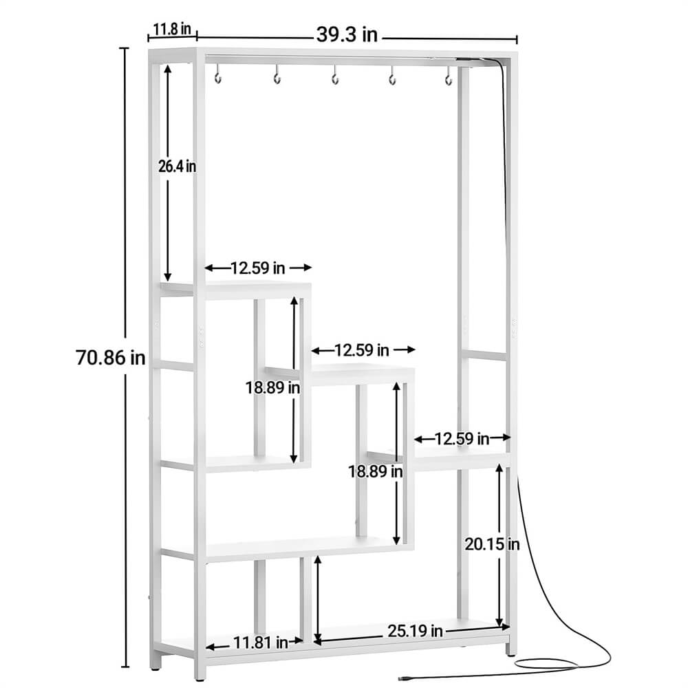 6-Tier Plant Stand with Grow Lights, Large Indoor Plant Holders Stand with Hanging Hooks