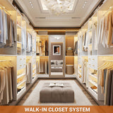 Closet System with Corner(3 Sets), 90.5" Closet Organizer System with Drawers, Shelves, and Hanging Rods