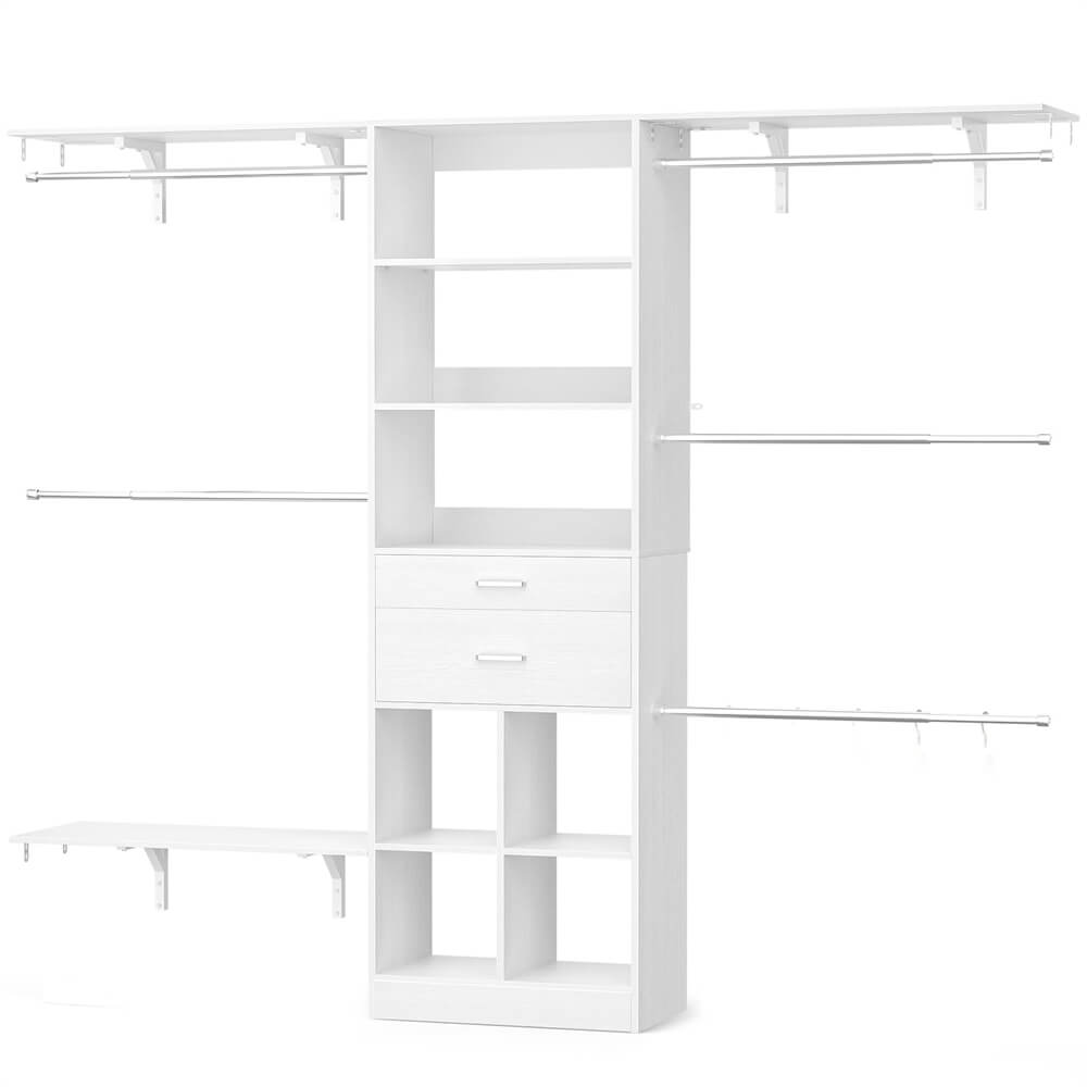 Closet Organizer System - 8FT Kids' Closet System with Cube Storage Organizer and 5 Hanging Rods