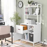 Vertical Filing Cabinet with Lock Drawers, Power Outlets and Shelf