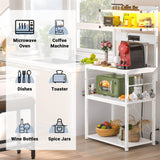 5-Tier Bakers Rack with Power Outlets, LED Lights, and Metal Hooks