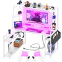 Unikito L Shaped Gaming Desk with Hutch & Shelves, 47'' Gaming Computer Desk with LED Lights & Power Strips, Reversible PC Gaming Desk L Shape with Storage, L Desk for Gaming with Monitor Stand