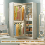 Corner Closet System, 36'' x 36'' Inch Large Freestanding Closet Organizer Tower with 2 Hanging Rods and Shelves