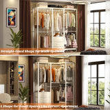 Unikito Garment Rack Heavy Duty Clothes Rack for Hanging Clothes, Wood Clothing Rack with 3 Drawers Freestanding Closet Wardrobe Rack, Multi-Functional Corner L Shaped Closet System Organizers