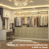 2FT  Freestanding Closet System with 3 Wood Drawers, Closet Organizer with Hanging Rod & Shelves, 24"L x 15" W x 80" H