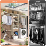 8FT Over Washer and Dryer Storage Shelf, Wall Mounted Laundry Room Organizer with Hanging Rods