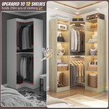 40 Inch L Shaped Corner Closet System, with 12 Shelves, 2 Hanging Rods, 6-Tier Design