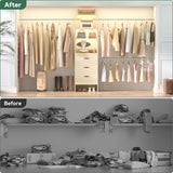 96 inch Closet Organizer System with 3 Wood Drawers and 3 Hanging Rods, Freestanding, and Adjustable