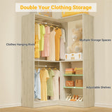 Corner Closet System, 36'' x 36'' Inch Large Freestanding Closet Organizer Tower with 2 Hanging Rods and Shelves