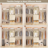 Unikito 96 Inch Closet Organizer System, 8FT Walk in Closet Insert with 25" Tower, 3 Hanging rods and Top Shelves, Heavy Duty Clothing Wardrobe with 4 Drawers and Mirror, Max Load 1000 LBS