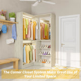 Corner Closet System, 36'' x 36'' Inch Large Freestanding Closet Organizer Tower with 2 Hanging Rods and Shelves