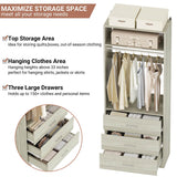 2FT  Freestanding Closet System with 3 Wood Drawers, Closet Organizer with Hanging Rod & Shelves, 24"L x 15" W x 80" H