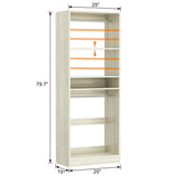 Unikito 25'' Closet System, Freestanding Closet Organizer Wardrobe with Hanging Rods and Shelves, Adjustable Clothes Garment Rack, Sturdy Walk in Closet Tower, 25" W x 16" D x 80" H