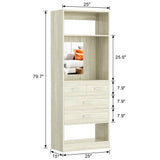 Unikito Closet System with Drawers, Freestanding Closet Organizer with Storage Shelves and Mirror, Sturdy Walk in Closet Tower for Bedroom, Mudroom and Entryway, 25" W x 16" D x 80" H